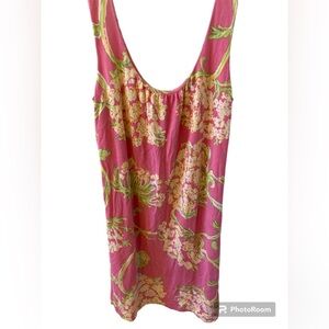 Lilly Pulitzer Double Scoop Neck Silk Pink Floral Dress XS